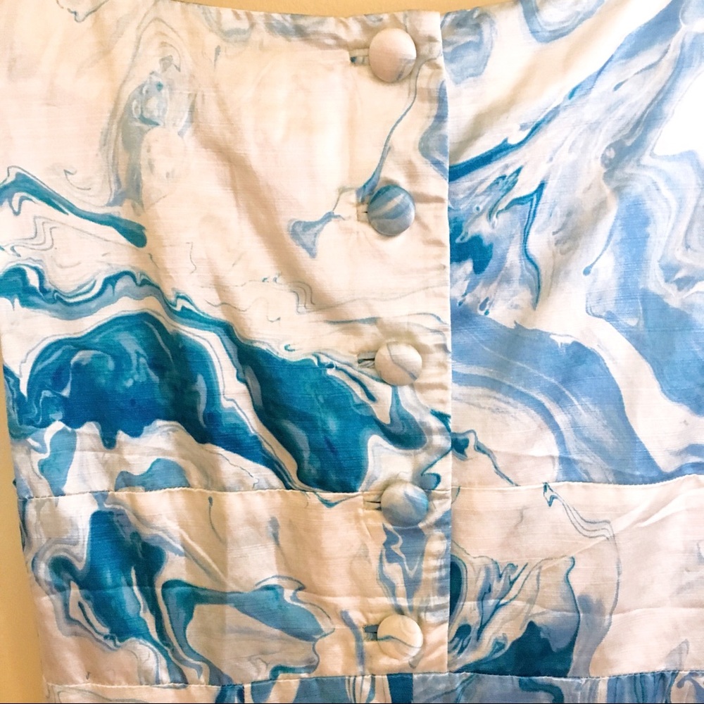 Anthro Maeve Shift Dress Watercolor Blue Marble 2 - Picture 6 of 7